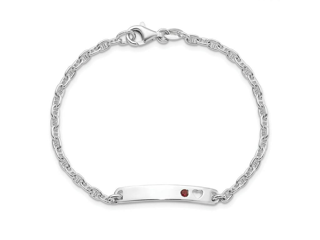 FJC Finejewelers 925 Sterling Silver Anchor Polished ID with Red CZ Heart Bracelet 7.5 Inches x 5 mm