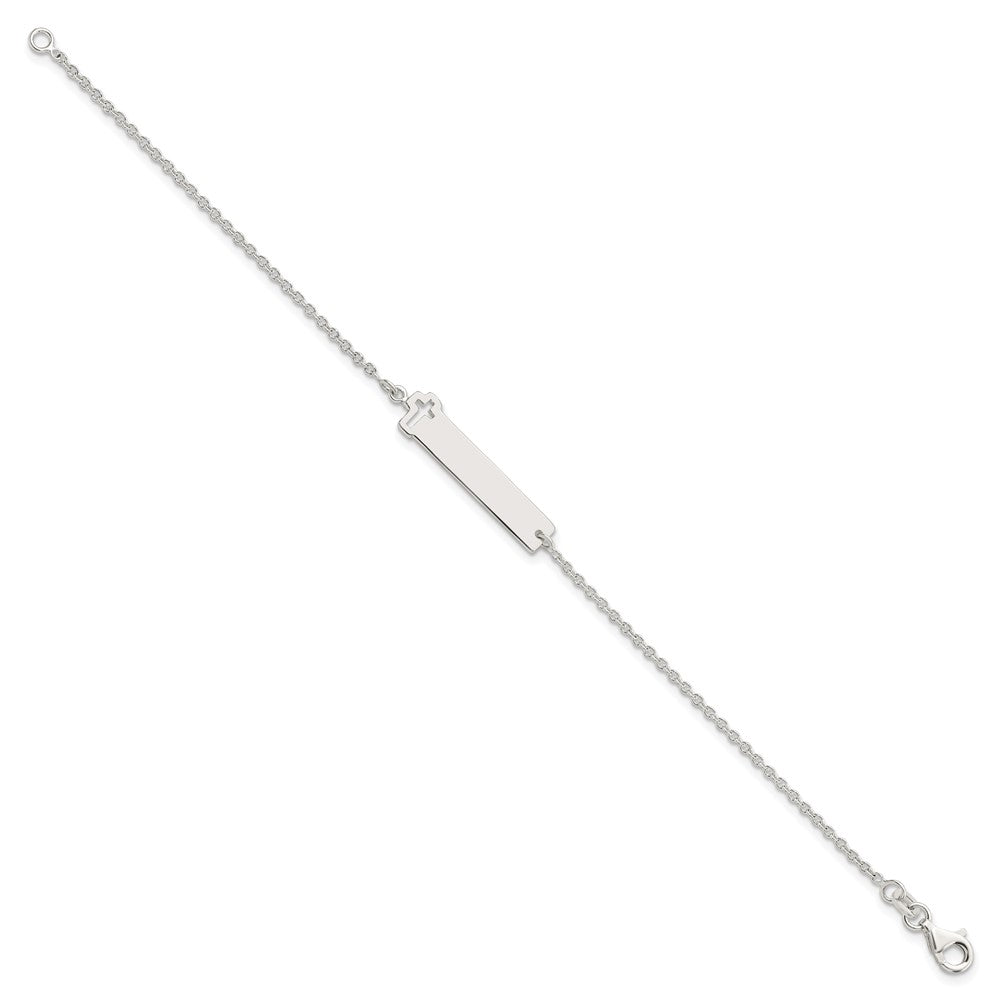 FJC Finejewelers 925 Sterling Silver ID Bracelet Polished Cross ID 7in Bracelet 7 Inches x 7 mm