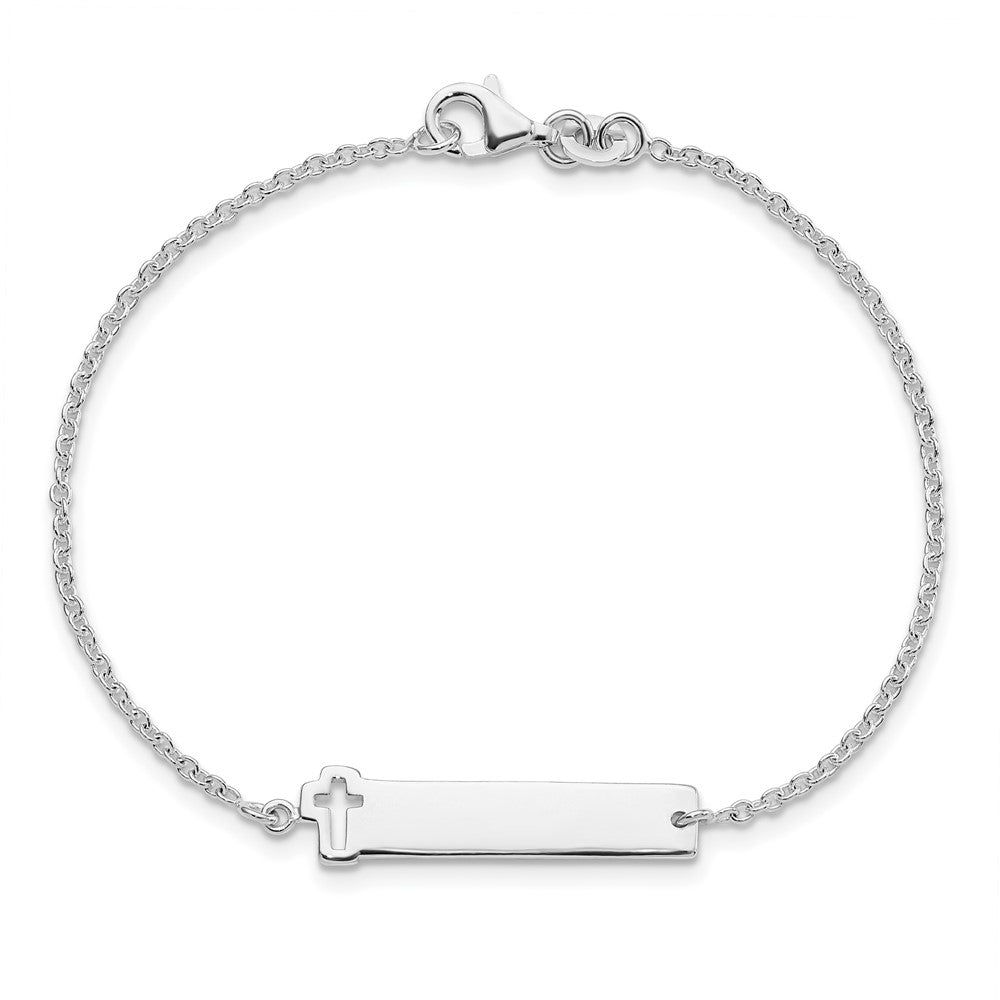 FJC Finejewelers 925 Sterling Silver ID Bracelet Polished Cross ID 7in Bracelet 7 Inches x 7 mm
