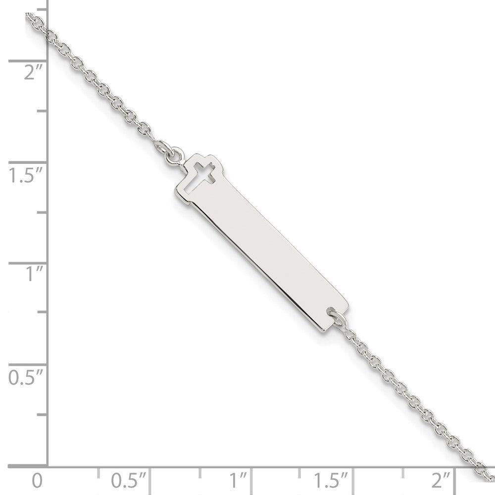 FJC Finejewelers 925 Sterling Silver ID Bracelet Polished Cross ID 7in Bracelet 7 Inches x 7 mm