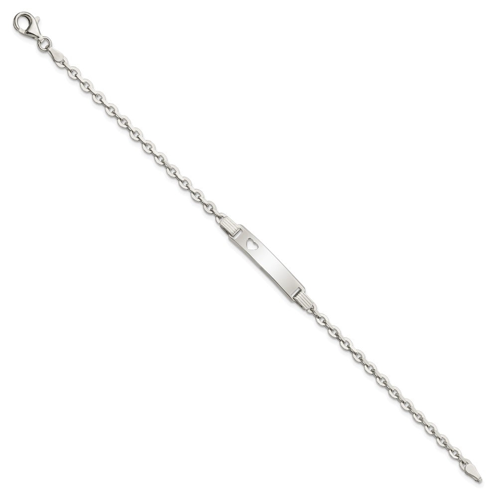 FJC Finejewelers 925 Sterling Silver Polished ID W/Heart Bracelet 7.5 Inches x 5 mm