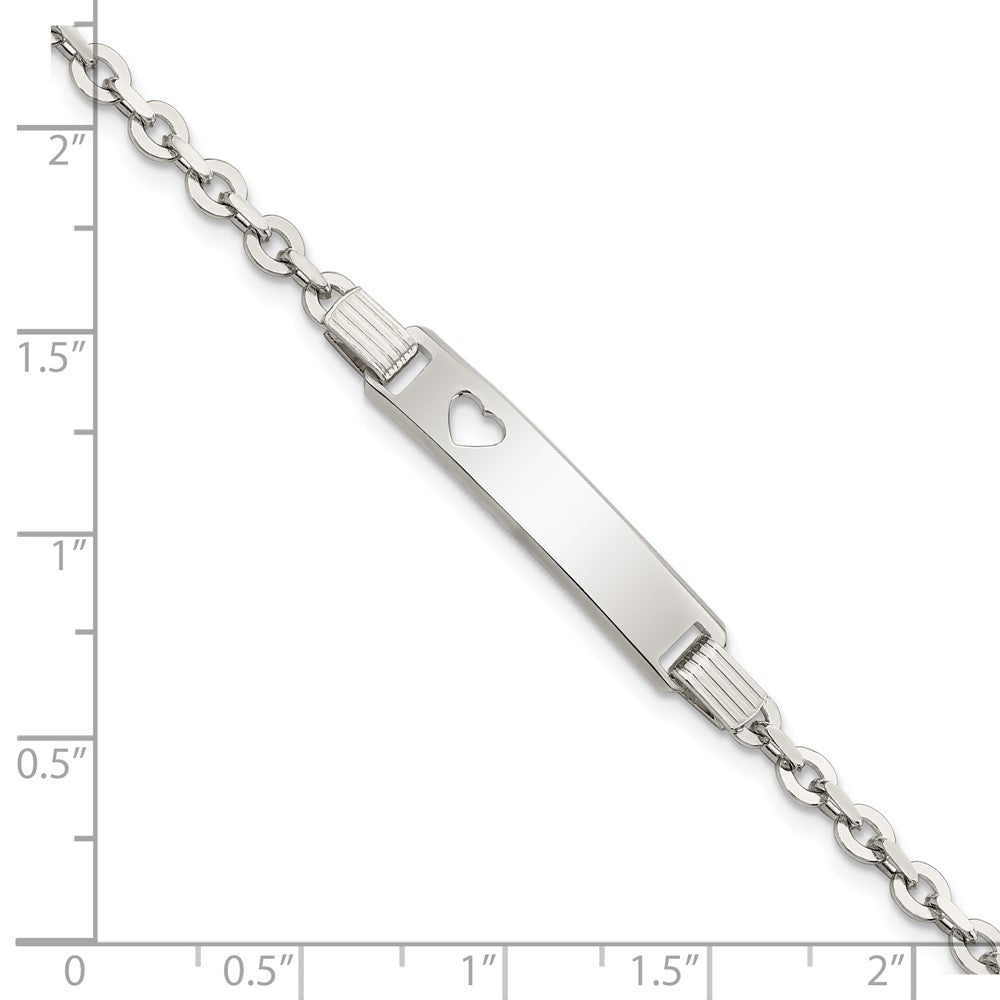 FJC Finejewelers 925 Sterling Silver Polished ID W/Heart Bracelet 7.5 Inches x 5 mm