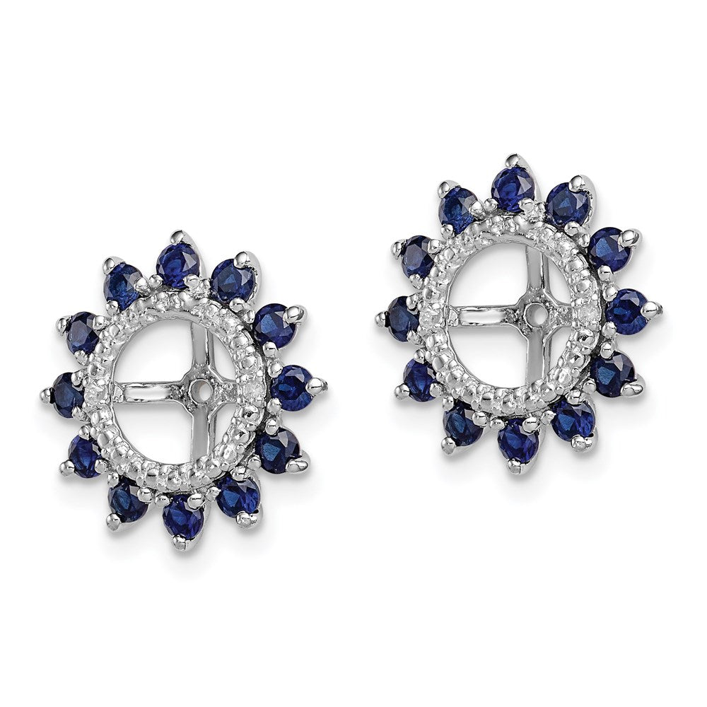 FJC Finejewelers 925 Sterling Silver Enhancer Rhodium Created Sapphire Earring Jacket 14 x 14