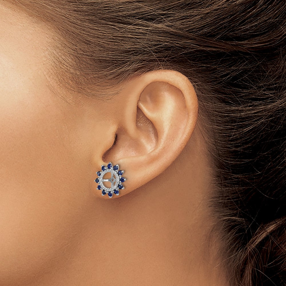 FJC Finejewelers 925 Sterling Silver Enhancer Rhodium Created Sapphire Earring Jacket 14 x 14