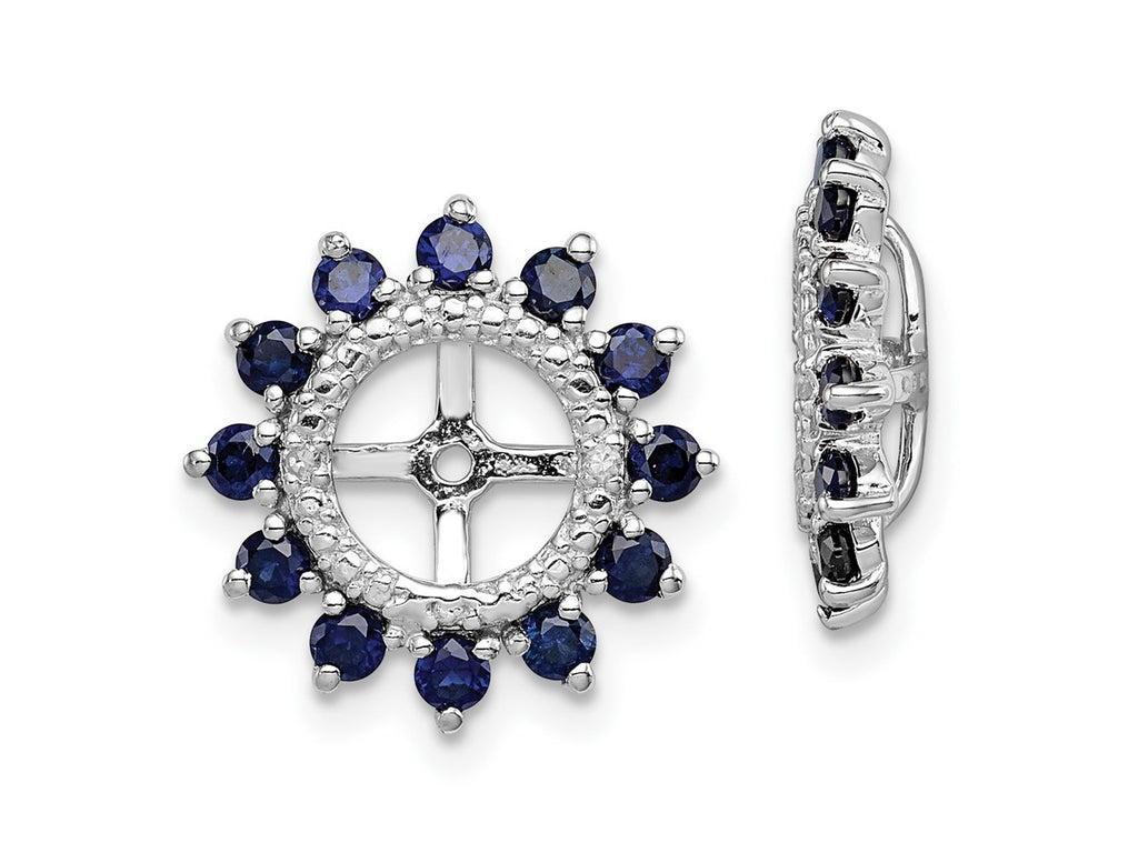 FJC Finejewelers 925 Sterling Silver Enhancer Rhodium Created Sapphire Earring Jacket 14 x 14
