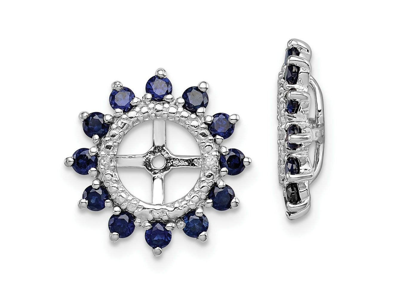 FJC Finejewelers 925 Sterling Silver Enhancer Rhodium Created Sapphire Earring Jacket 14 x 14