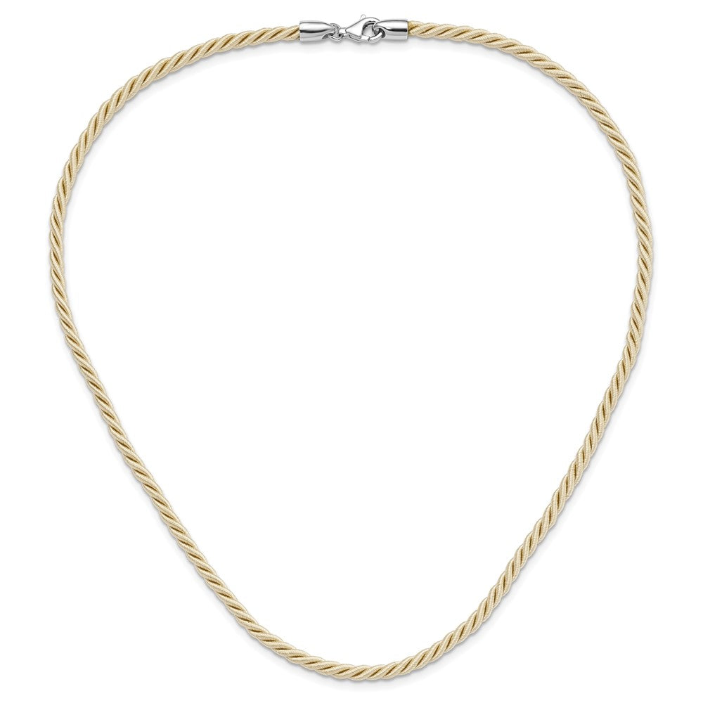 FJC Finejewelers 925 Sterling Silver Rhodium Plated 18inch Cream Satin Cord Necklace 18 Inches x 4 mm