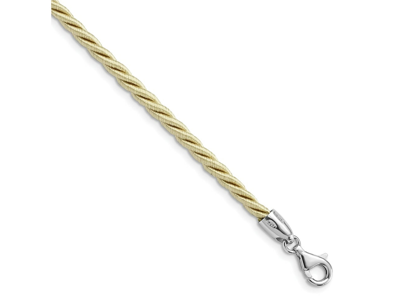 FJC Finejewelers 925 Sterling Silver Rhodium Plated 18inch Cream Satin Cord Necklace 18 Inches x 4 mm