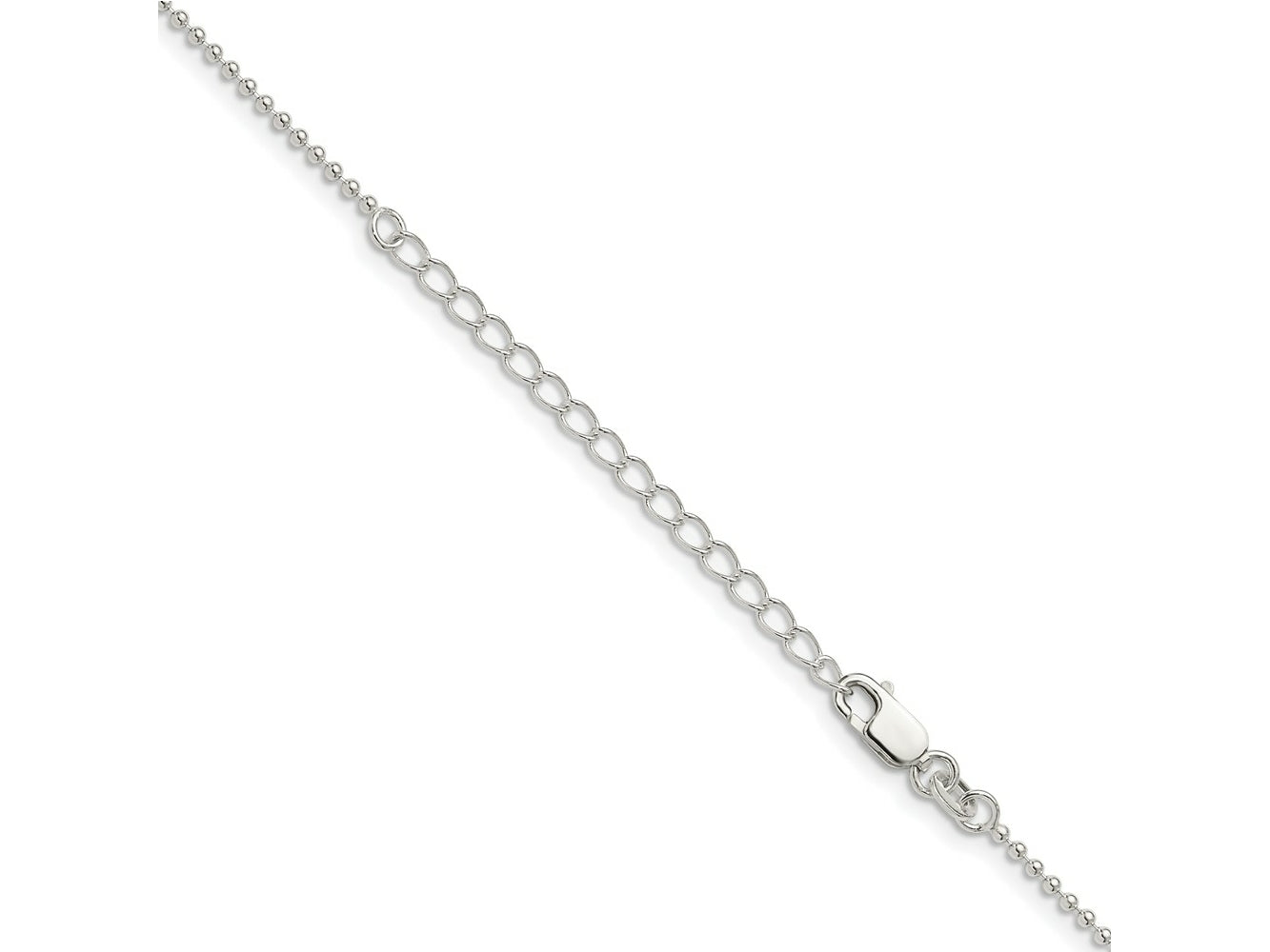 FJC Finejewelers 925 Sterling Silver Ball Beaded Chain with 2in ext. 18 Inches x 1.5 mm