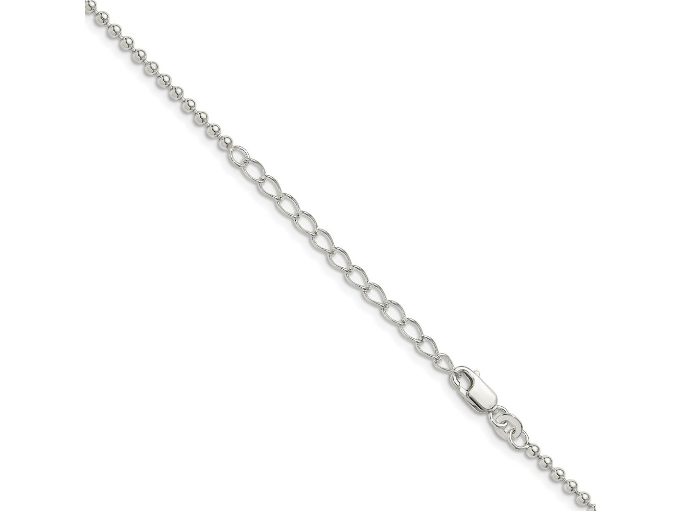 FJC Finejewelers 925 Sterling Silver Ball Beaded Chain with 2in ext. 18 Inches x 2.35 mm