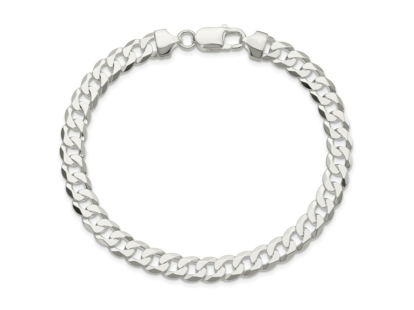 FJC Finejewelers 925 Sterling Silver Flat Curb Chain Bracelet 8 Inches x 8 mm
