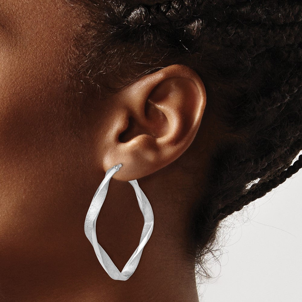 FJC Finejewelers 925 Sterling Silver Bright Cut Radiant Essence Twisted Hoop Earrings 45 x 11 mm