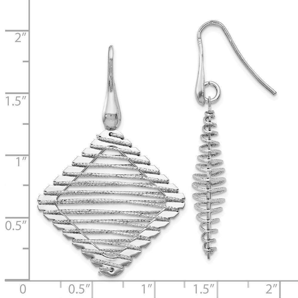 FJC Finejewelers 925 Sterling Silver Hand Made Dangle Rhodium Plated Shepherd Hook Earrings 46 x 42 mm