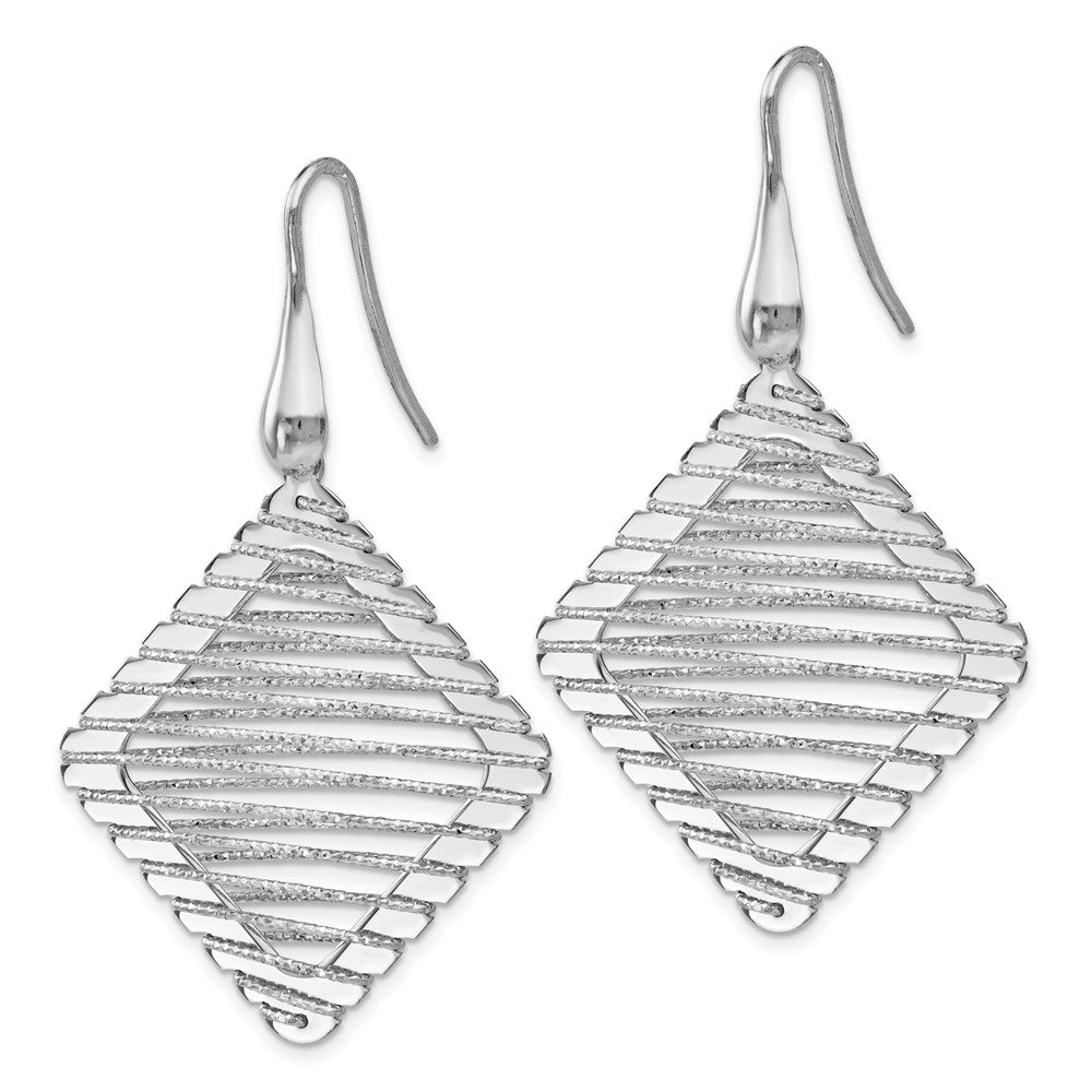 FJC Finejewelers 925 Sterling Silver Hand Made Dangle Rhodium Plated Shepherd Hook Earrings 46 x 42 mm