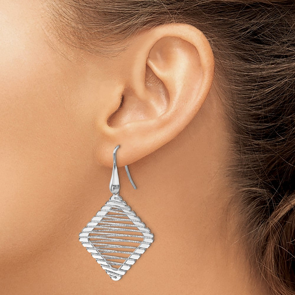 FJC Finejewelers 925 Sterling Silver Hand Made Dangle Rhodium Plated Shepherd Hook Earrings 46 x 42 mm