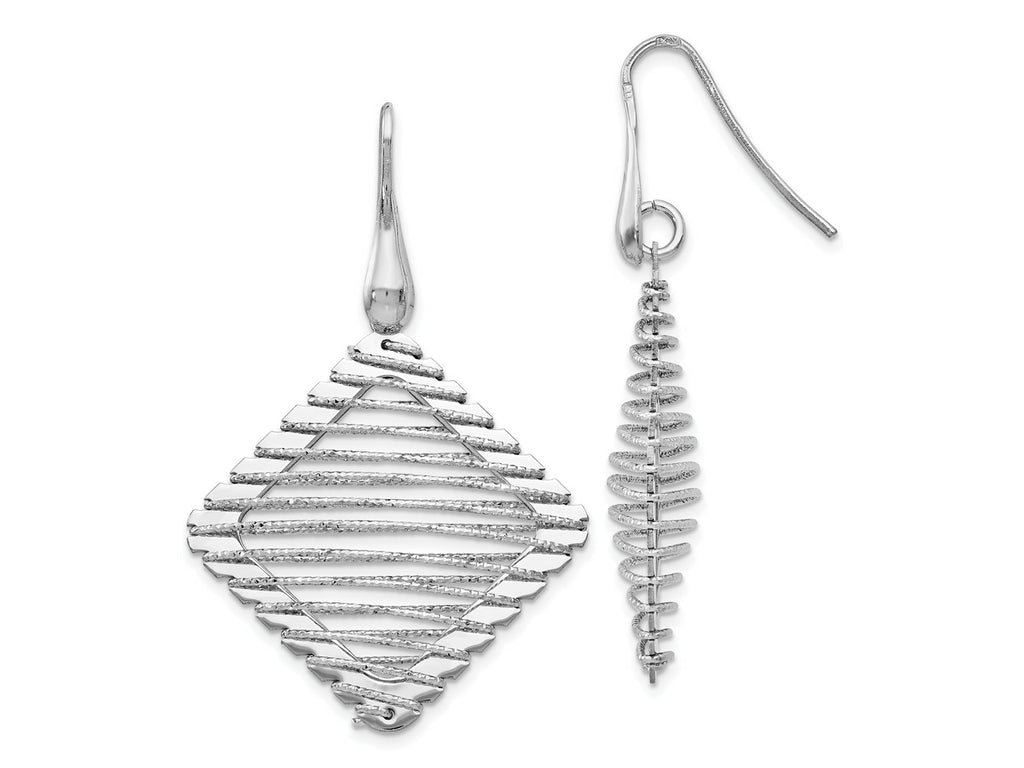 FJC Finejewelers 925 Sterling Silver Hand Made Dangle Rhodium Plated Shepherd Hook Earrings 46 x 42 mm