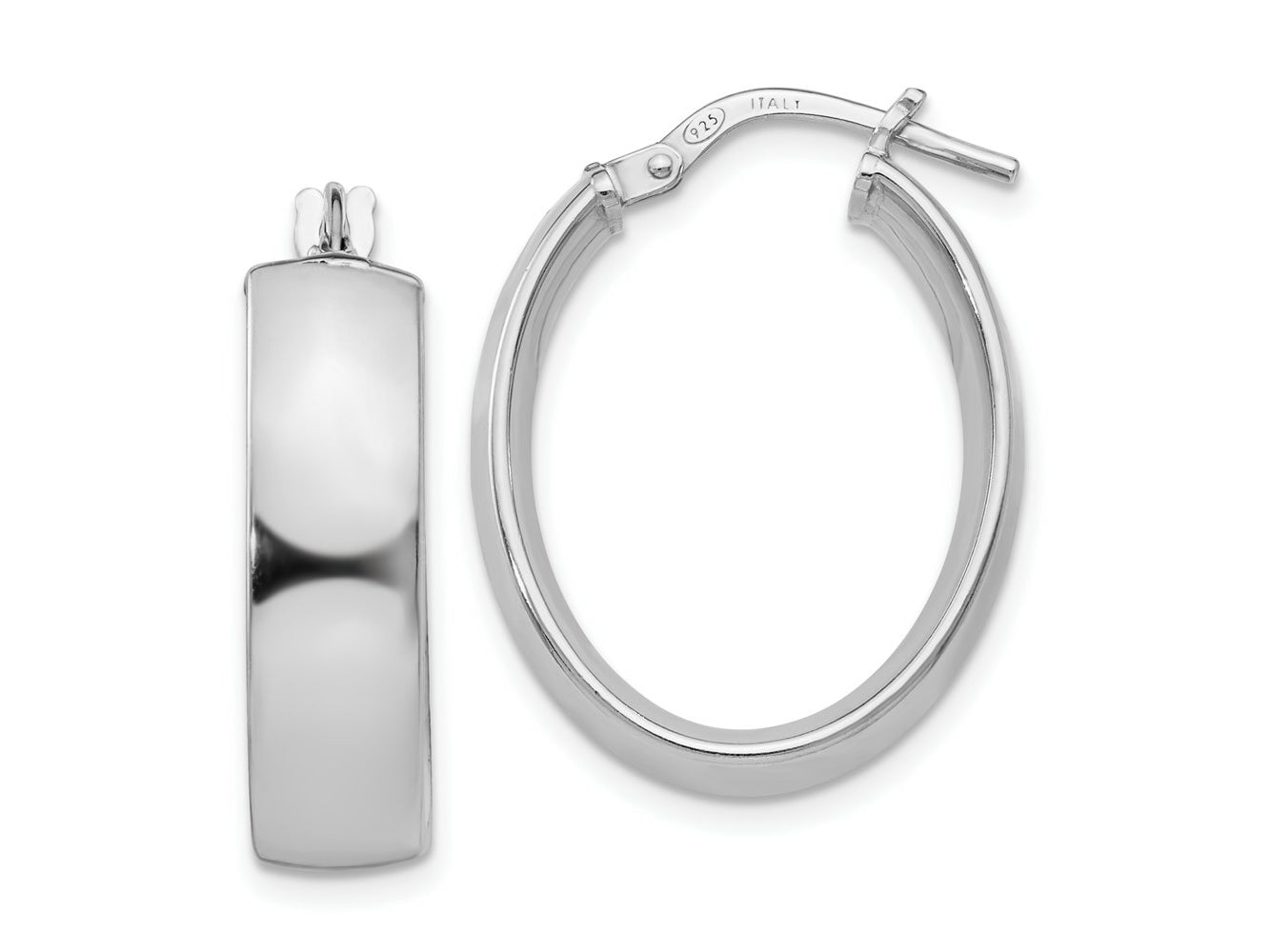 FJC Finejewelers 925 Sterling Silver Rhodium Plated Oval Hoop Earrings 23 x 7 mm