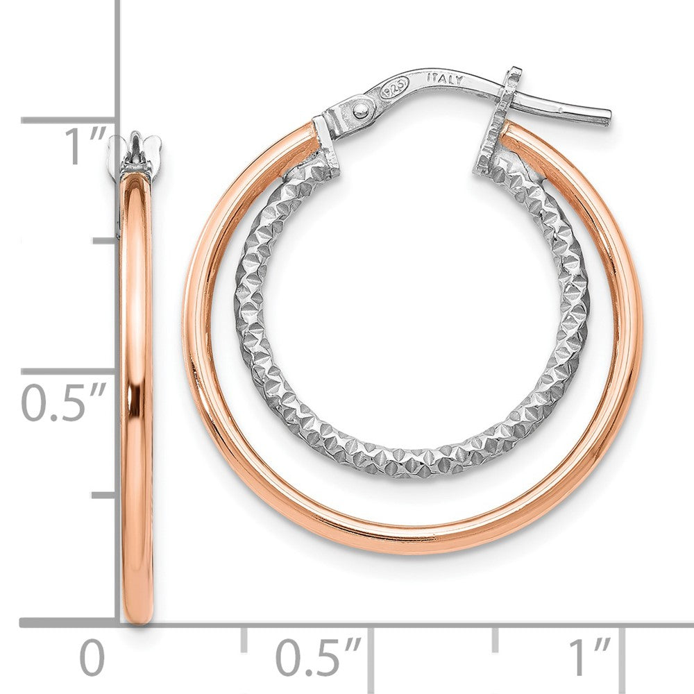 FJC Finejewelers 925 Sterling Silver Rose-tone Bright Cut Hoop Earrings 25 x 23 mm