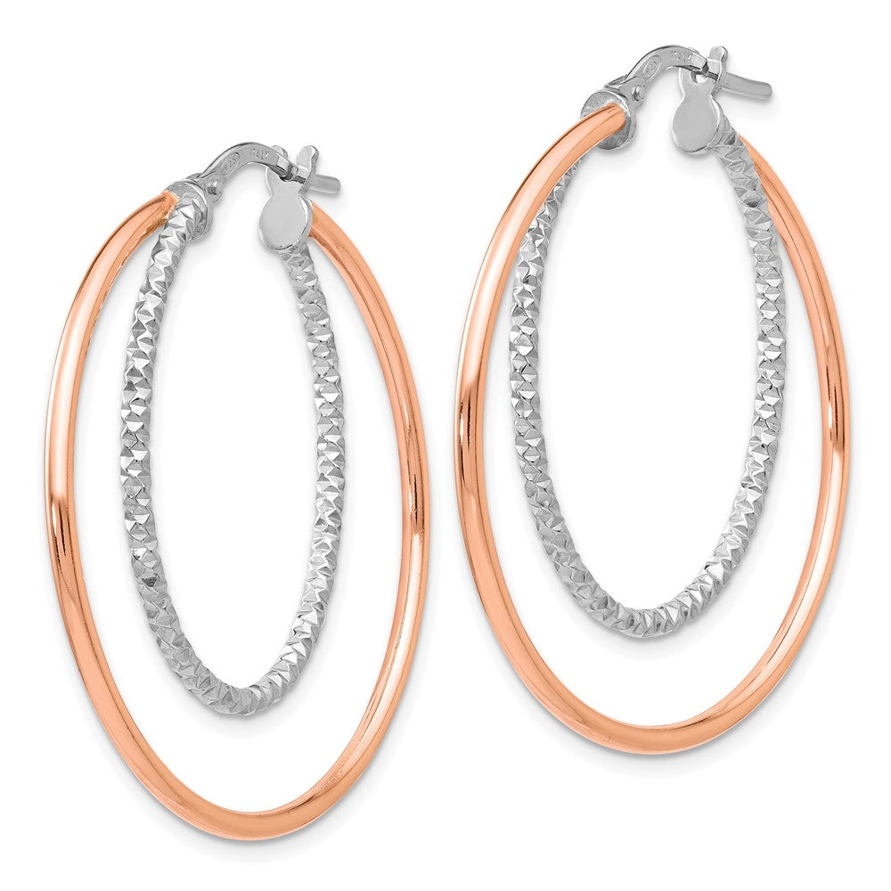 FJC Finejewelers 925 Sterling Silver Rose-tone Bright Cut Hoop Earrings 36 x 38 mm