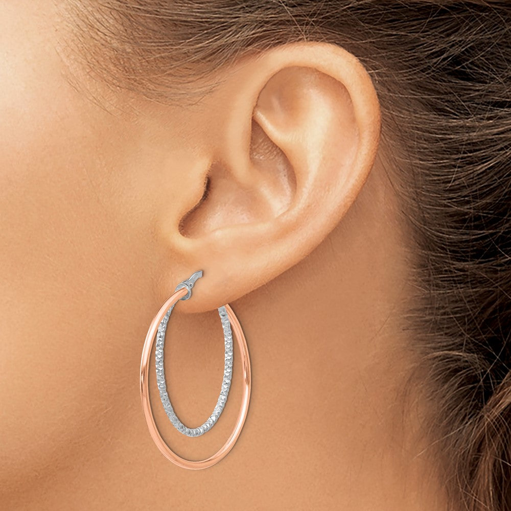 FJC Finejewelers 925 Sterling Silver Rose-tone Bright Cut Hoop Earrings 36 x 38 mm