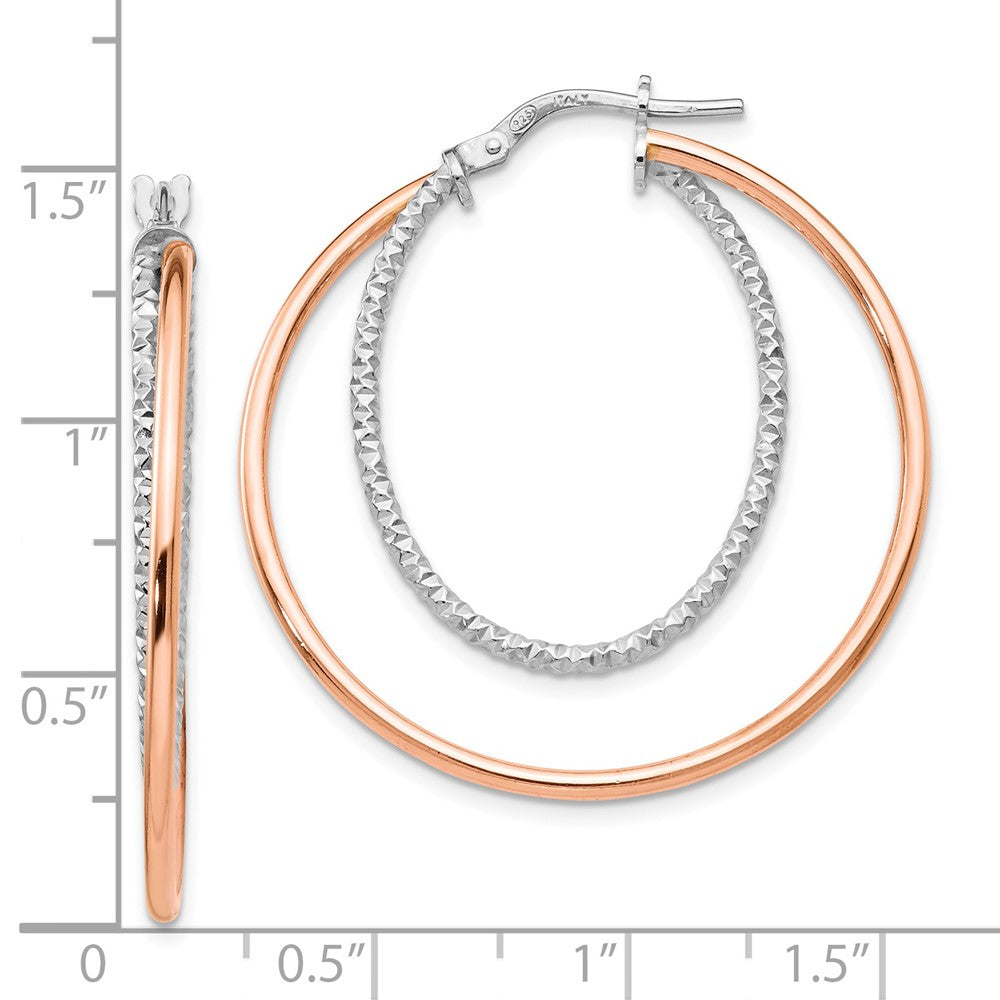 FJC Finejewelers 925 Sterling Silver Rose-tone Bright Cut Hoop Earrings 36 x 38 mm