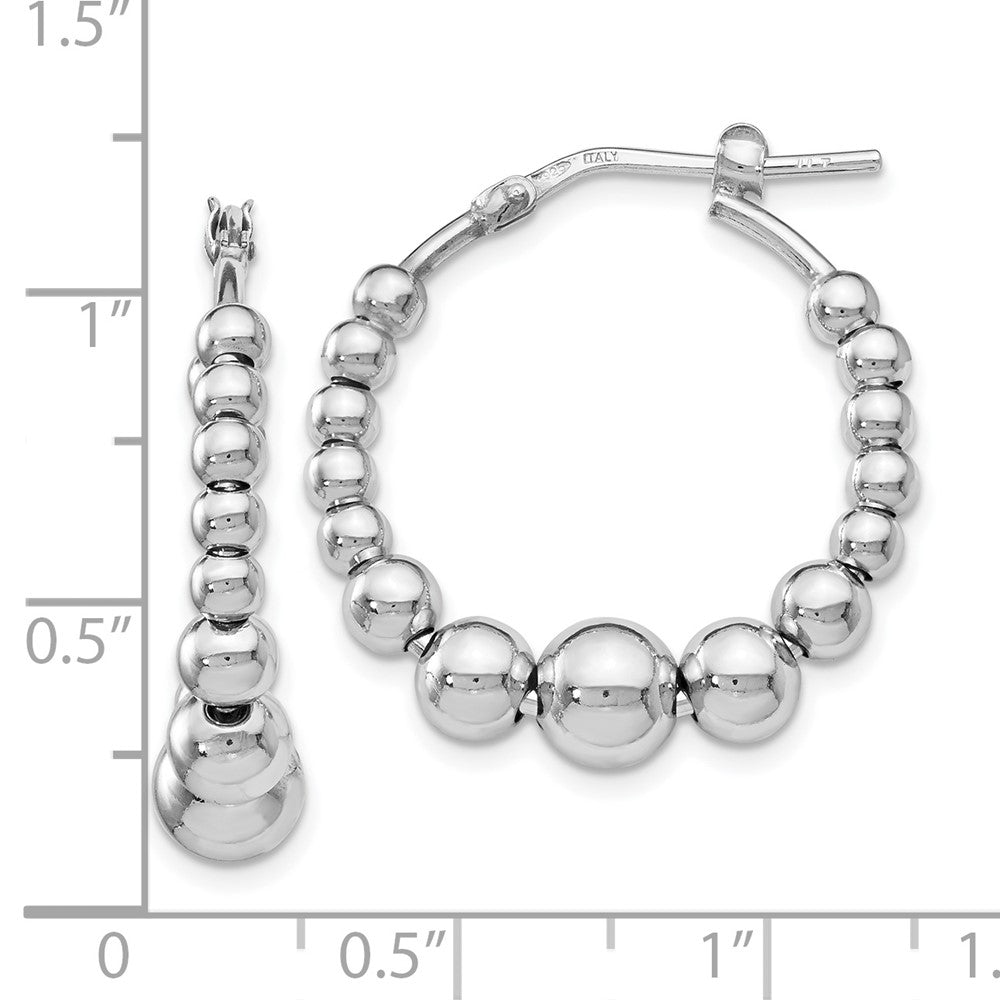 FJC Finejewelers 925 Sterling Silver Polished Beaded Hoop Earrings 26 x 13 mm