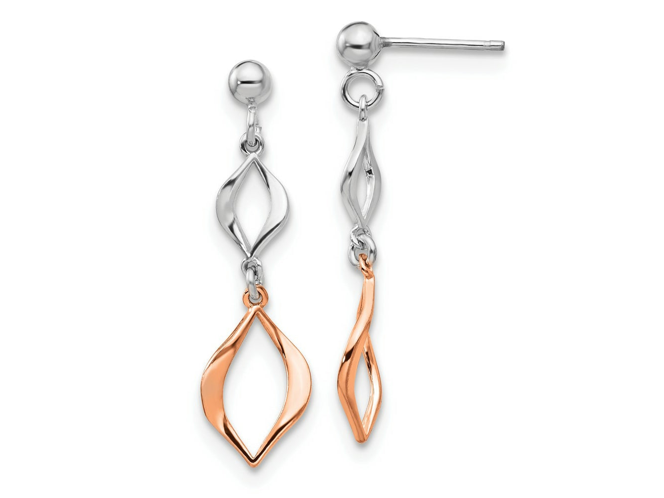 FJC Finejewelers 925 Sterling Silver and Rose-tone Dangle Earrings 37 x 9 mm