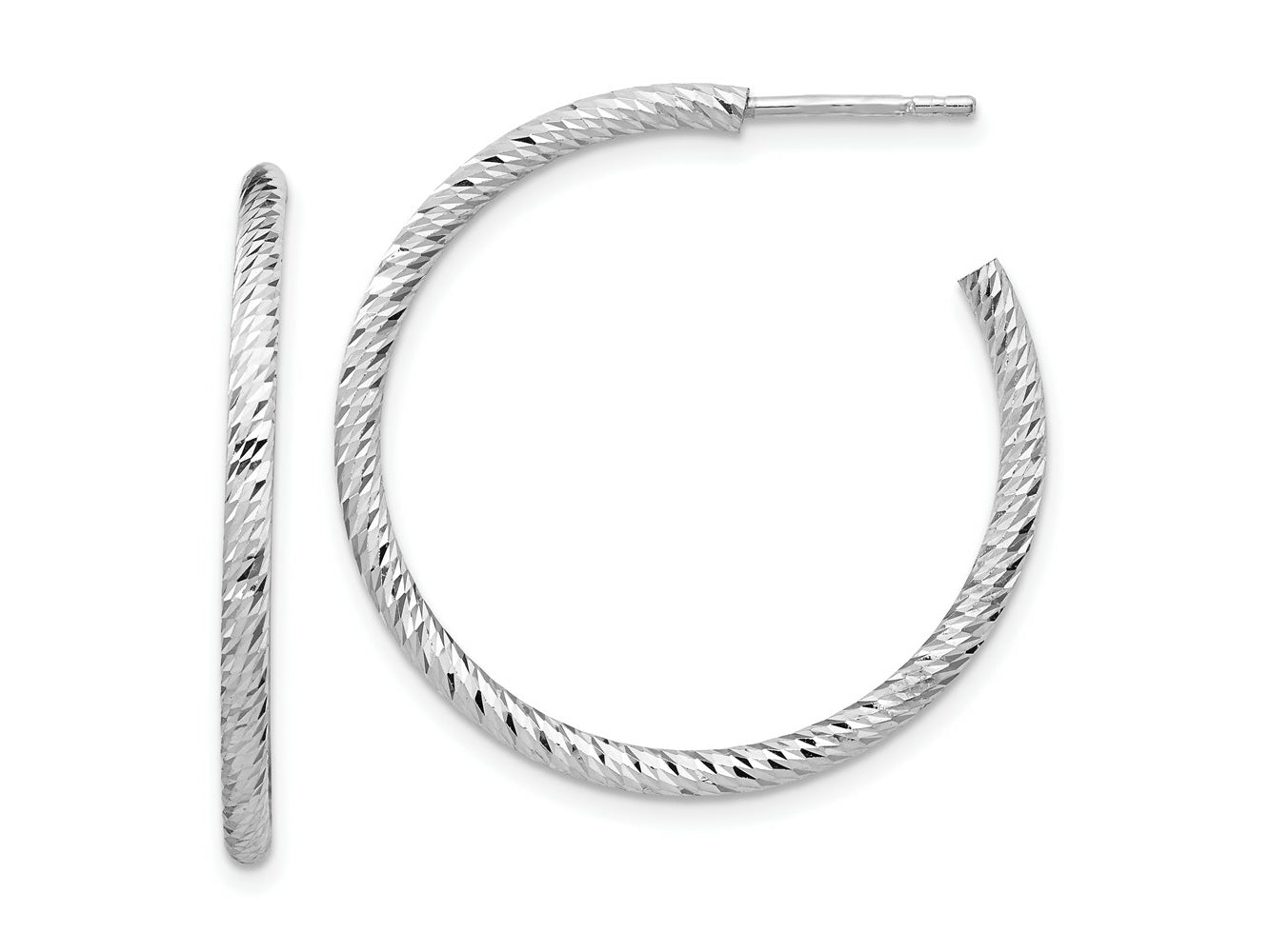 FJC Finejewelers 925 Sterling Silver Hoop Rhod Radiant Essence Bright Cut Post Dangle Earrings 30 x 30 mm