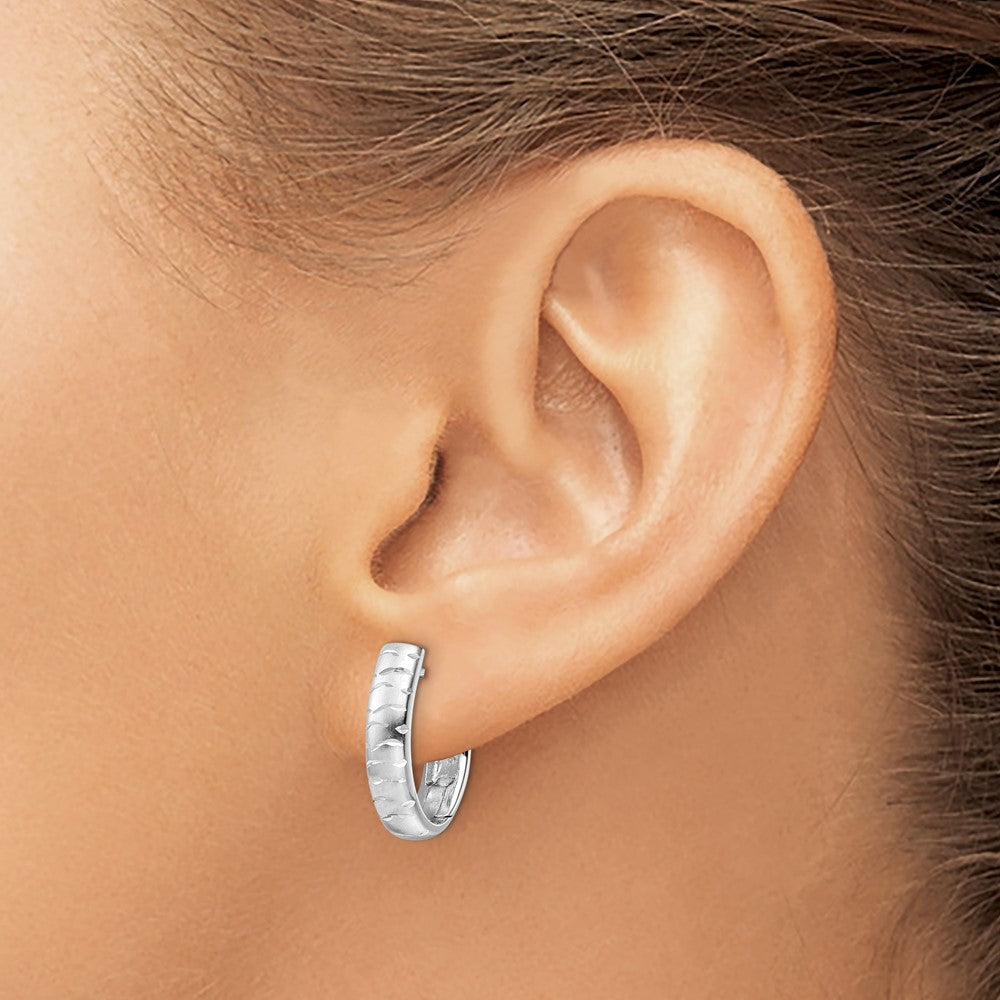 FJC Finejewelers 925 Sterling Silver d Bright Cut Brushed Oval Hoop Earrings 16 x 11 mm