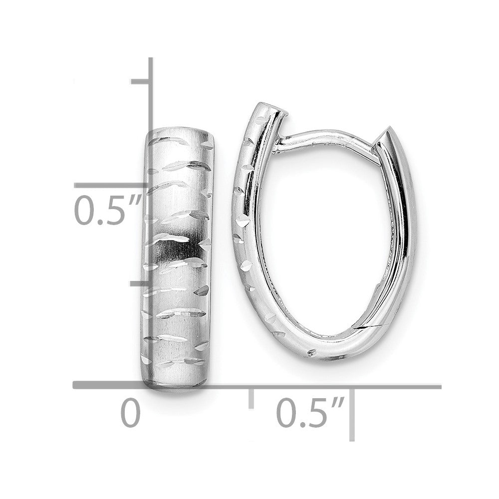 FJC Finejewelers 925 Sterling Silver d Bright Cut Brushed Oval Hoop Earrings 16 x 11 mm