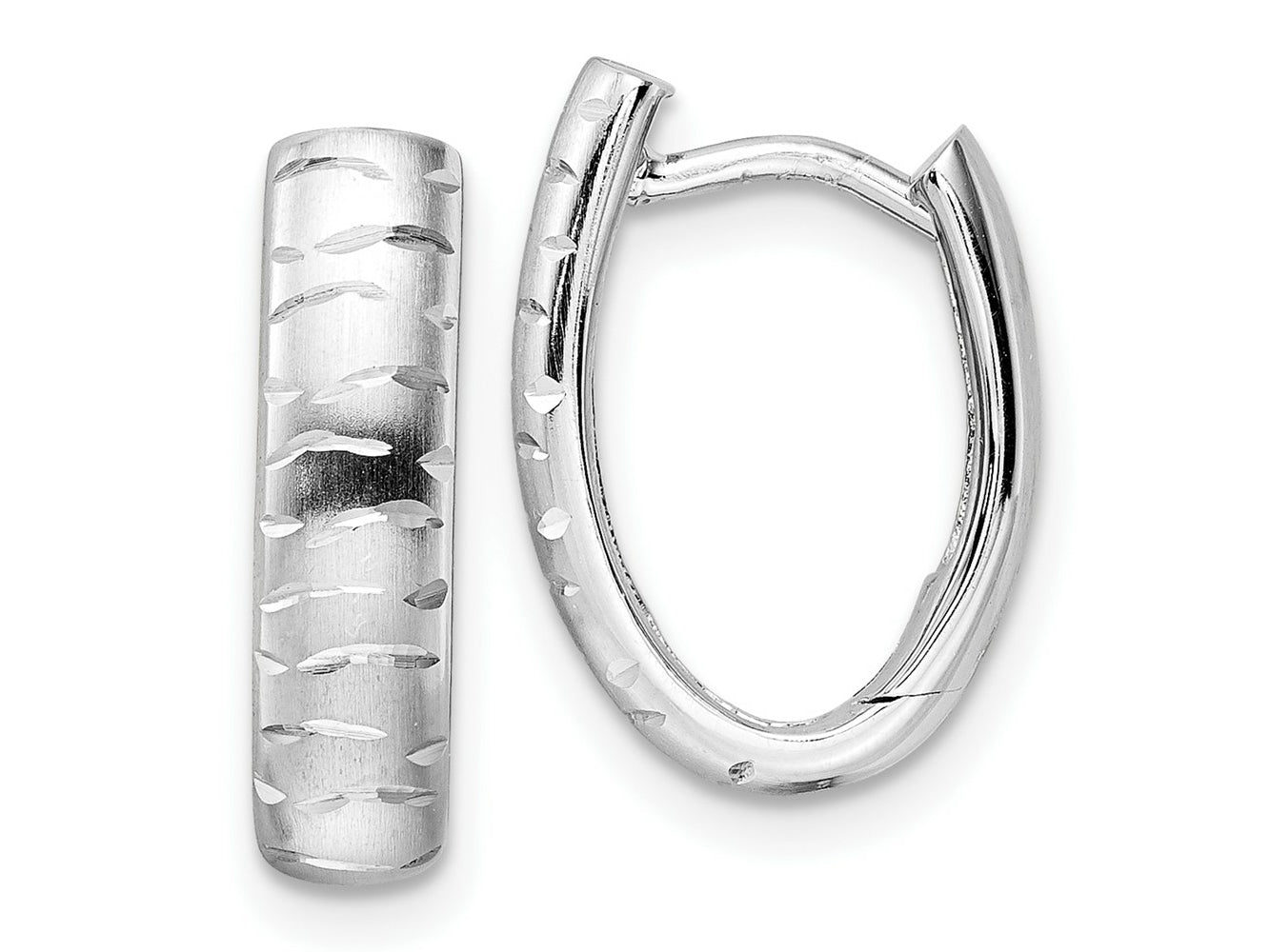 FJC Finejewelers 925 Sterling Silver d Bright Cut Brushed Oval Hoop Earrings 16 x 11 mm