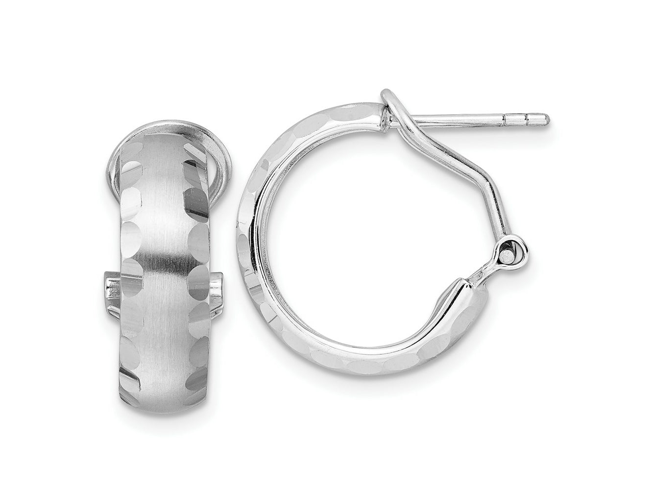 FJC Finejewelers 925 Sterling Silver Hoop Radiant Essence d Brushed Bright Cut Omega Back Earrings 19 x 18 mm