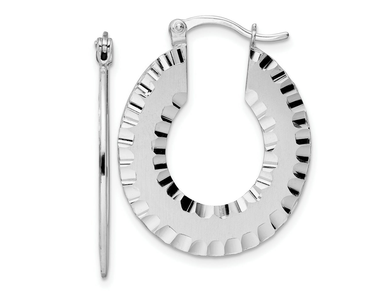 FJC Finejewelers 925 Sterling Silver Radiant Essence d Brushed Bright Cut Hoop Earrings 30 x 24 mm