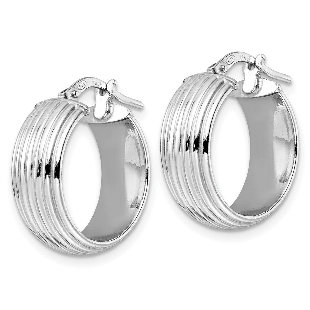FJC Finejewelers 925 Sterling Silver d Polished Grooved Hoop Earrings 20 x 18 mm