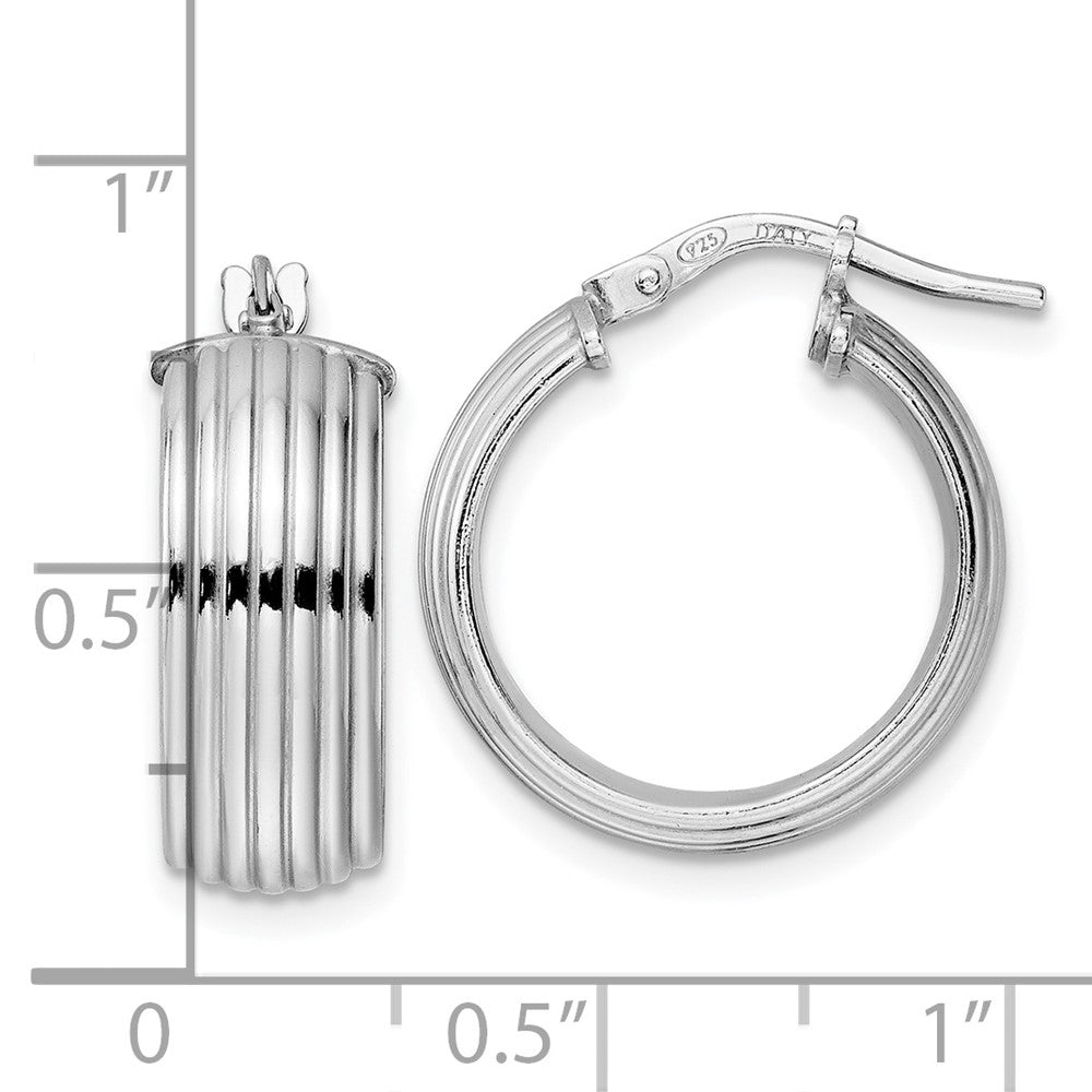 FJC Finejewelers 925 Sterling Silver d Polished Grooved Hoop Earrings 20 x 18 mm