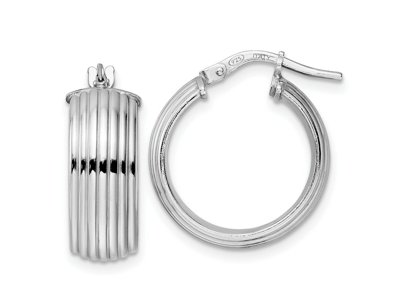 FJC Finejewelers 925 Sterling Silver d Polished Grooved Hoop Earrings 20 x 18 mm