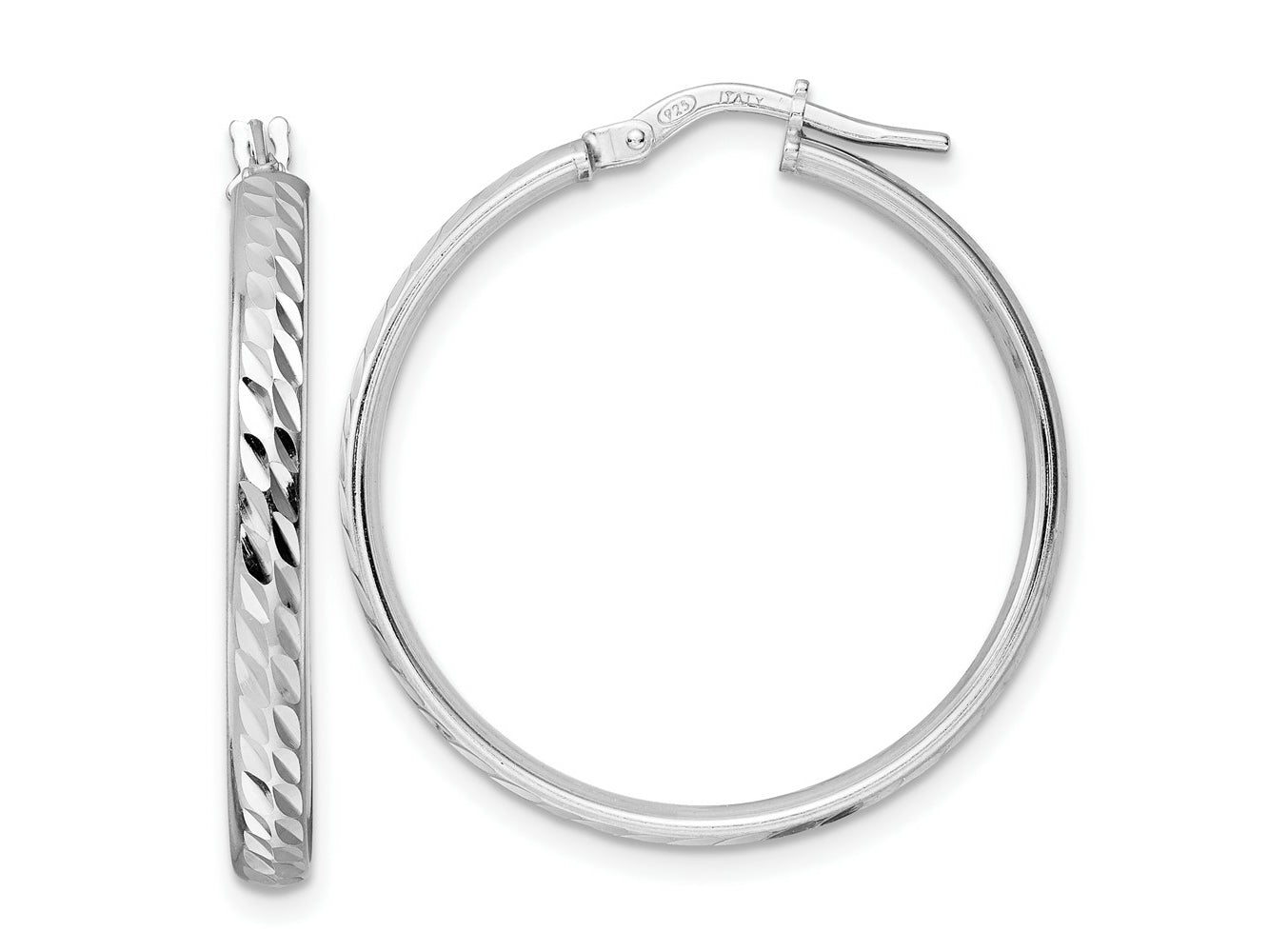 FJC Finejewelers 925 Sterling Silver d Polished Bright Cut Hoop Earrings 30 x 28 mm