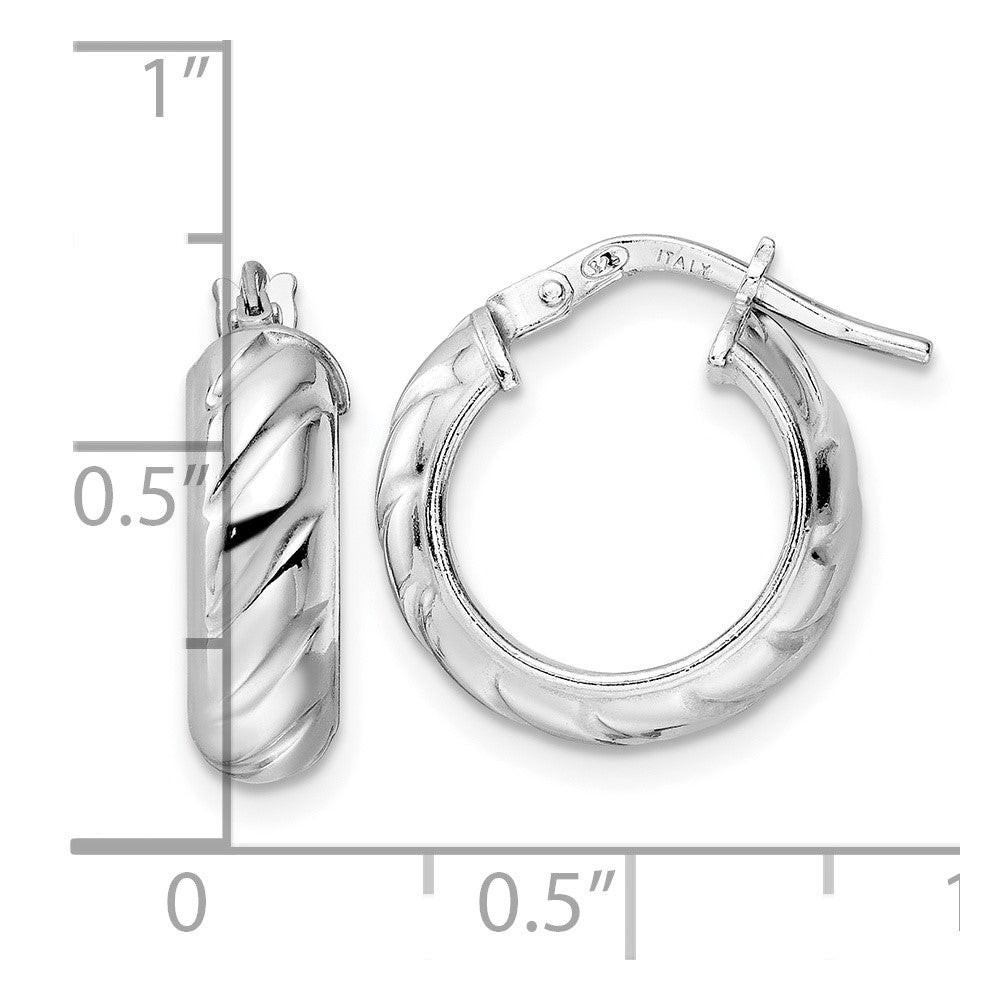 FJC Finejewelers 925 Sterling Silver d Polished Textured Hoop Earrings 16 x 16 mm