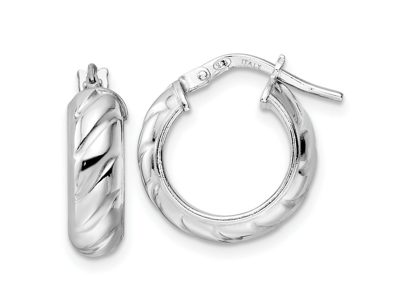 FJC Finejewelers 925 Sterling Silver d Polished Textured Hoop Earrings 16 x 16 mm