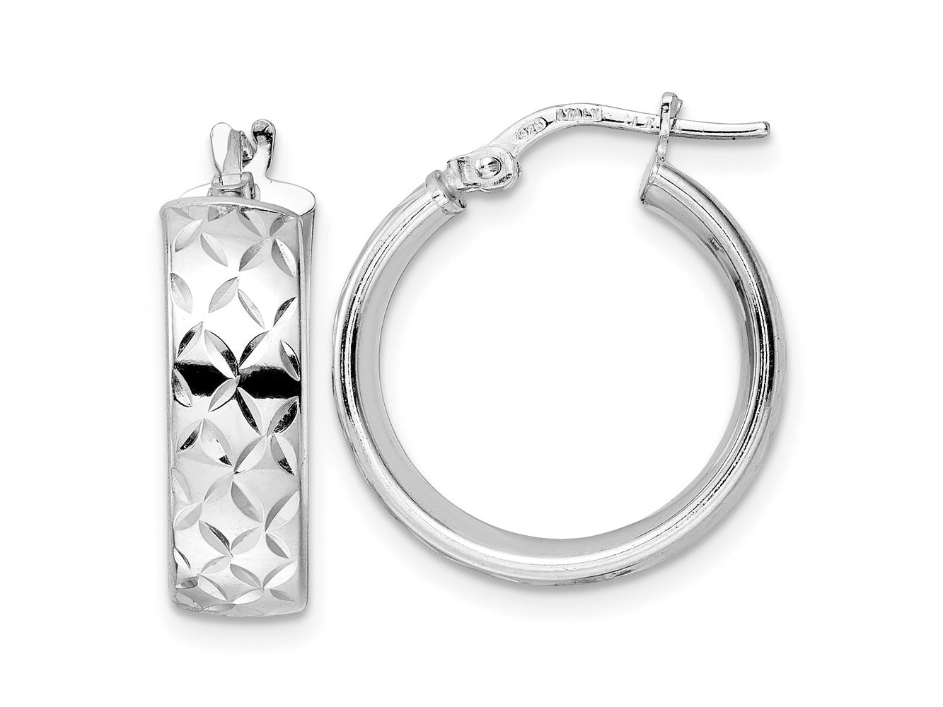 FJC Finejewelers 925 Sterling Silver d Polished Bright Cut Hoop Earrings 21 x 19 mm