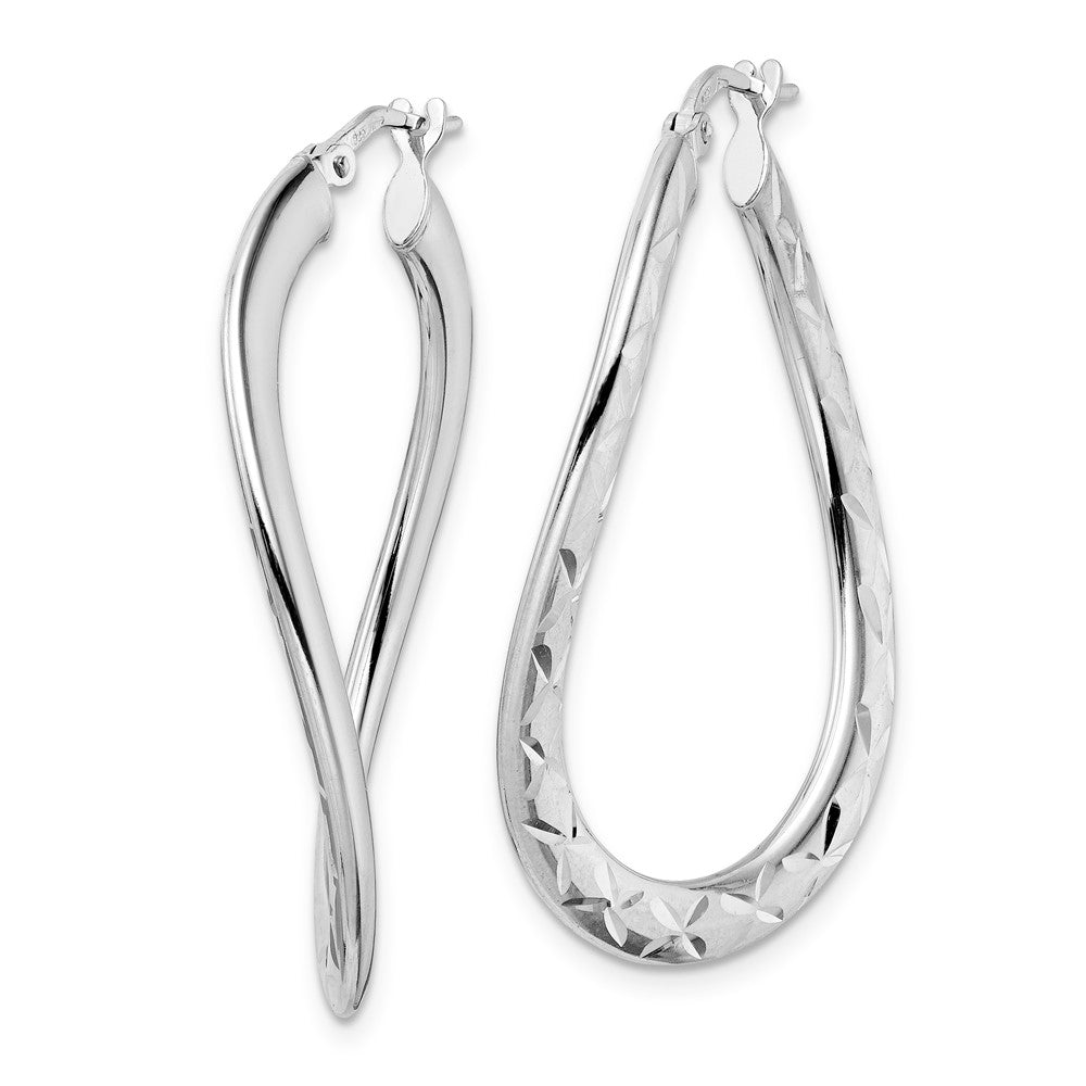 FJC Finejewelers 925 Sterling Silver d Pol and Bright Cut Curved Oval Hoop Earrings 40 x 28 mm