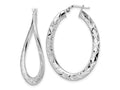 FJC Finejewelers 925 Sterling Silver d Pol and Bright Cut Curved Oval Hoop Earrings 40 x 28 mm