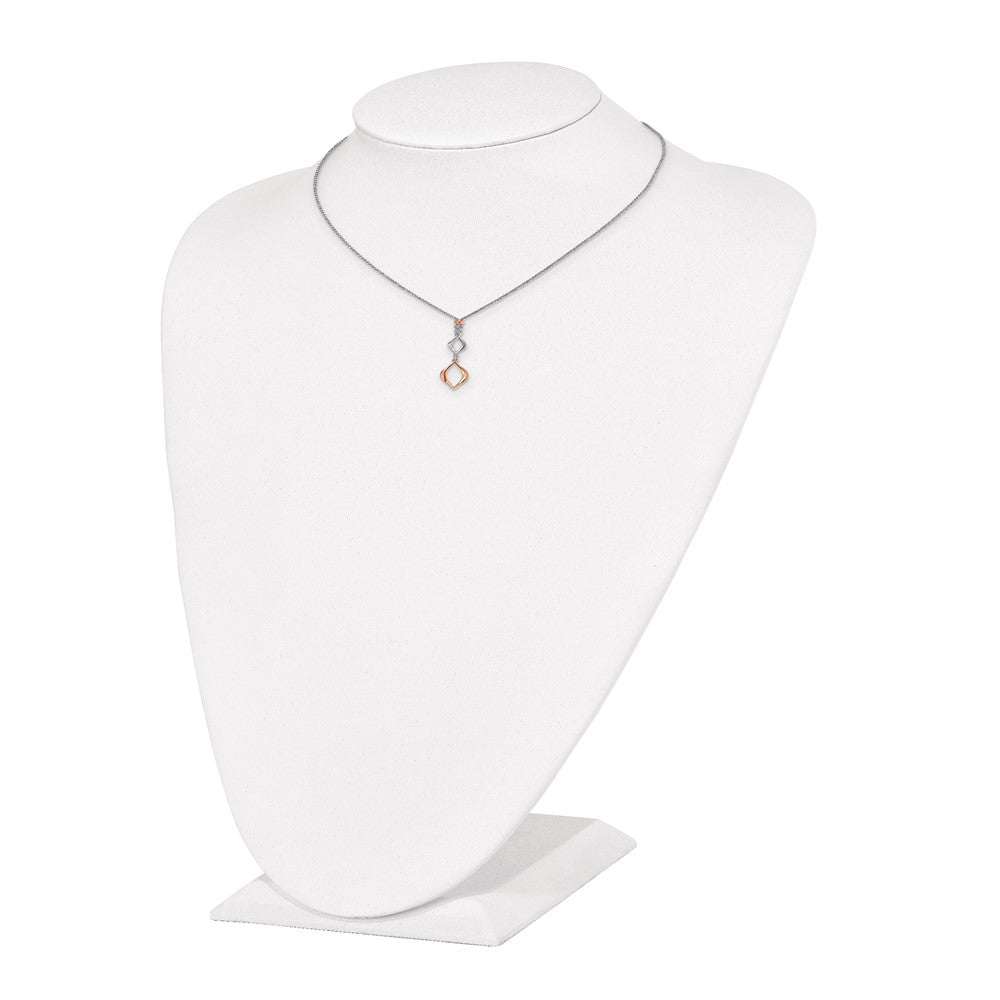 FJC Finejewelers 925 Sterling Silver Cable and Rose-tone with 1.5in ext. Necklace 15 Inches x 10 mm