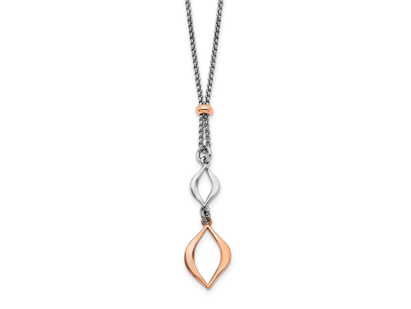 FJC Finejewelers 925 Sterling Silver Cable and Rose-tone with 1.5in ext. Necklace 15 Inches x 10 mm