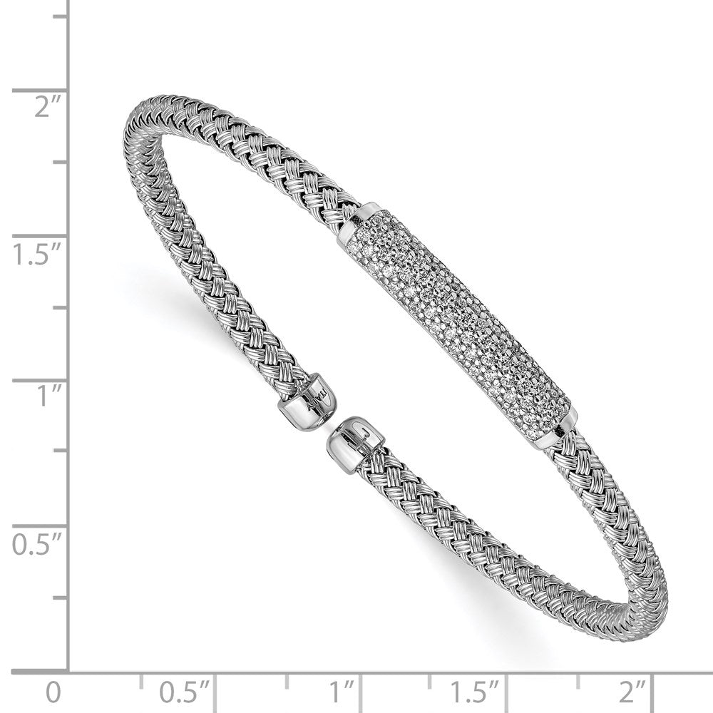 FJC Finejewelers 925 Sterling Silver Polished CZ Woven Flexible Cuff 0.67 mm