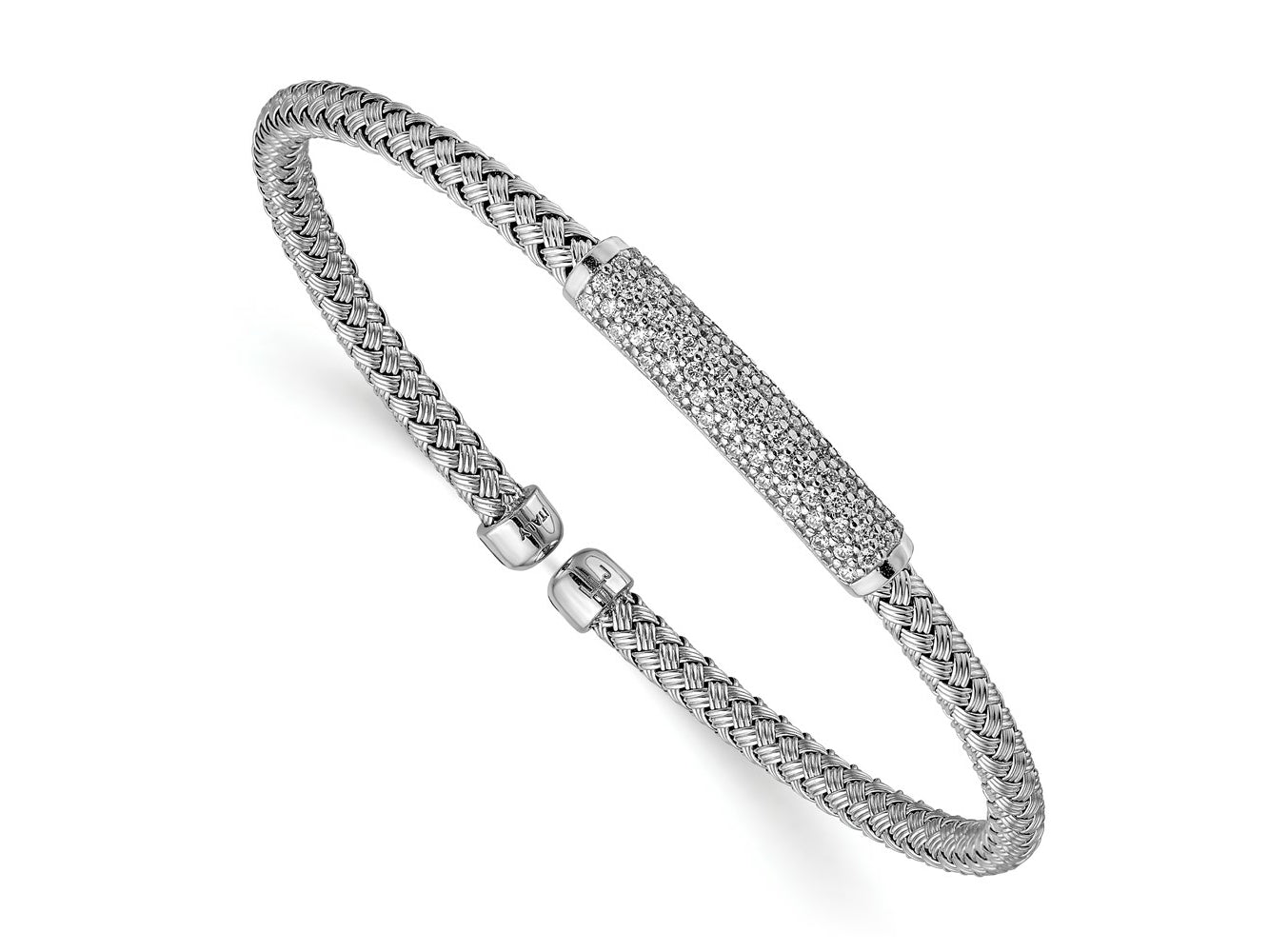 FJC Finejewelers 925 Sterling Silver Polished CZ Woven Flexible Cuff 0.67 mm