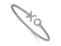FJC Finejewelers 925 Sterling Silver Rhod-plat Polished CZ X and O Woven Flexible Cuff 3.85 mm
