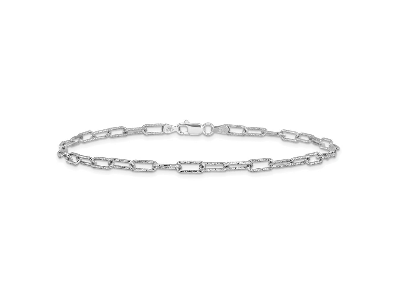 FJC Finejewelers 925 Sterling Silver Other Chain  Polished Textured Link Anklet 10 Inches x 1 mm