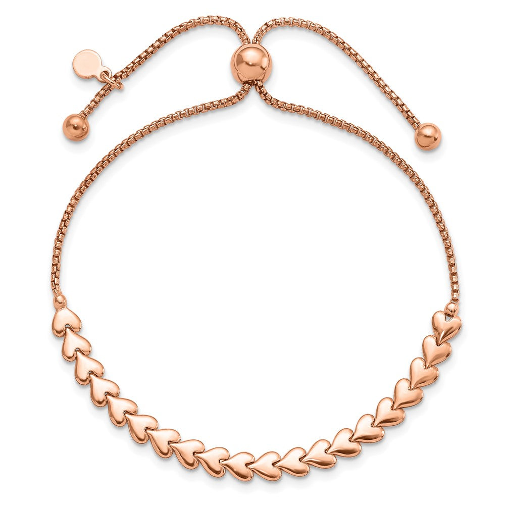 FJC Finejewelers Gold Plated Silver Rose-tone Polished Heart Bolo Bracelet 4.5 mm
