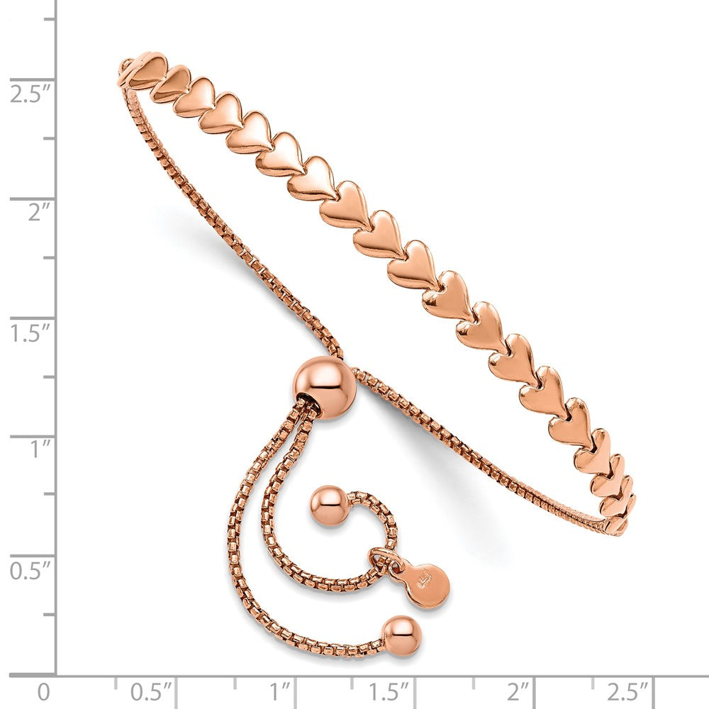 FJC Finejewelers Gold Plated Silver Rose-tone Polished Heart Bolo Bracelet 4.5 mm